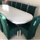 Masă bucătărie cu 12 scaune catifea verde