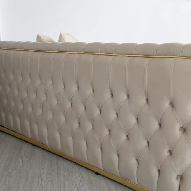 Canapea extensibilă model PARIS 3 locuri, tapițată catifea bej