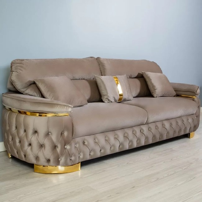 Canapea extensibilă Rio Lux cu 3 locuri, tapițată capucino