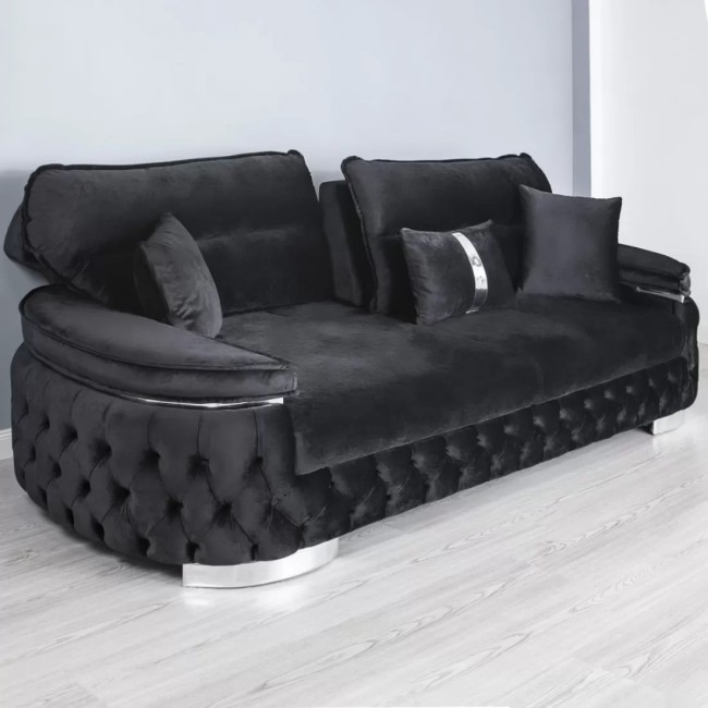 Canapea extensibilă Rio Lux cu 3 locuri, tapițată negru