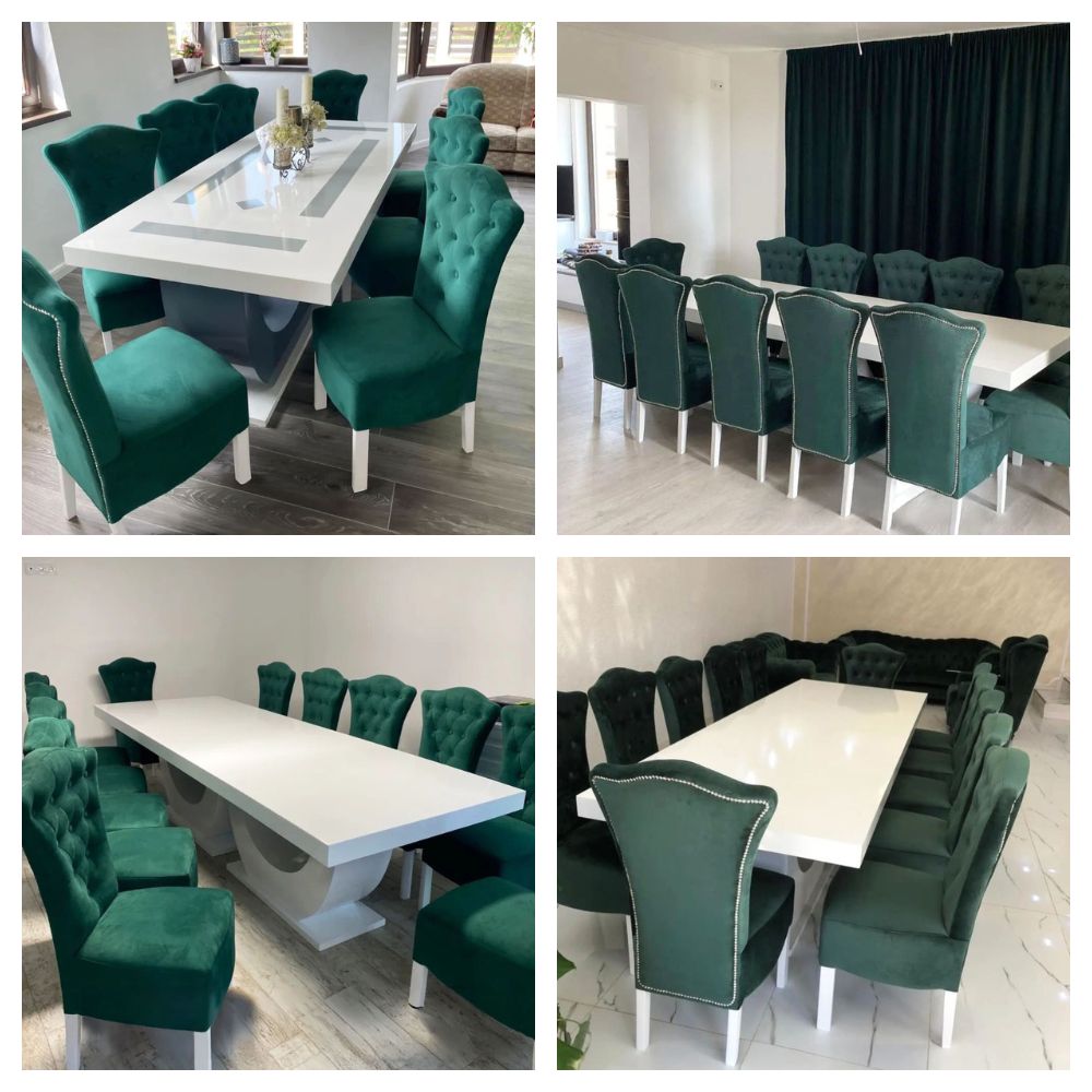 Set masă cu 12 scaune Royal verde smarald
