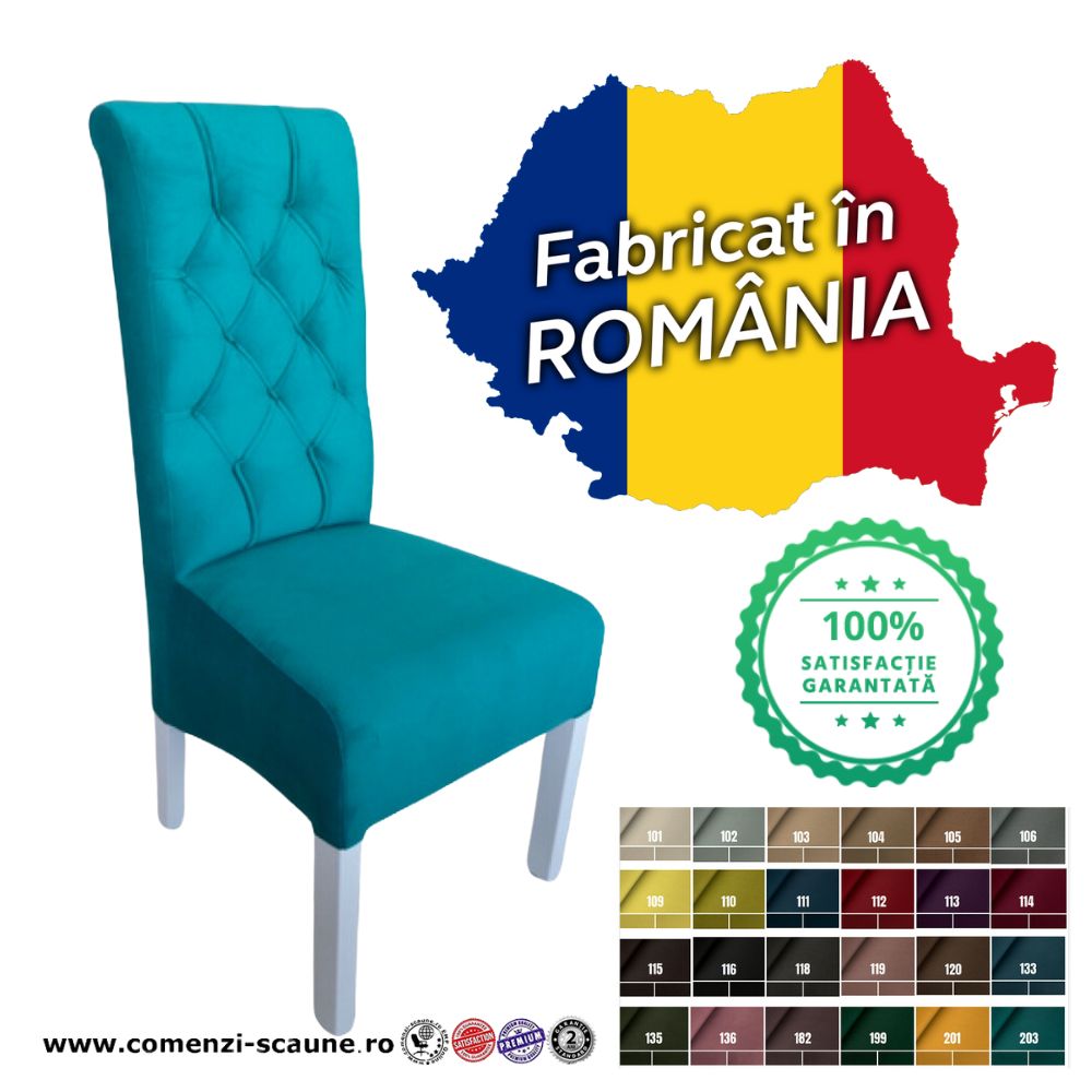 Scaune tapițate Medina la comandă din catifea diverse culori Fabricate în România