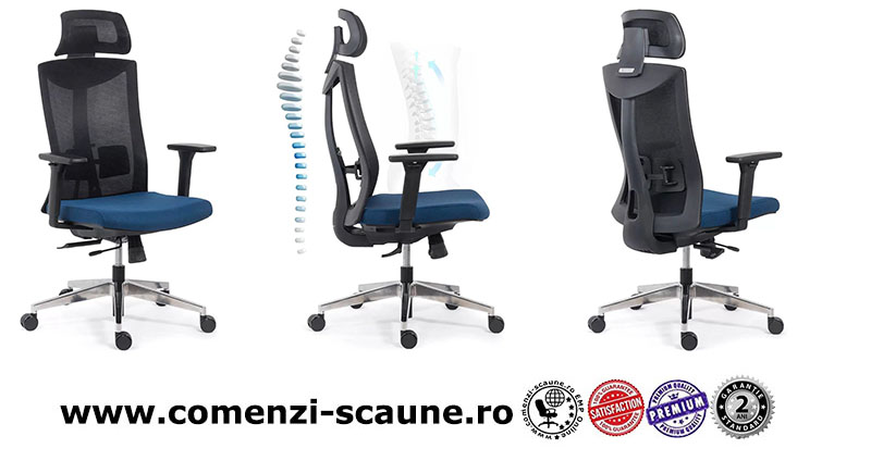 Scaun ergonomic multifunctional si elegant pe culoarea albastru cu negru-SYYT-9501-2