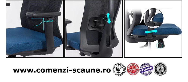 Scaun ergonomic multifunctional si elegant pe culoarea albastru cu negru-SYYT-9501-3