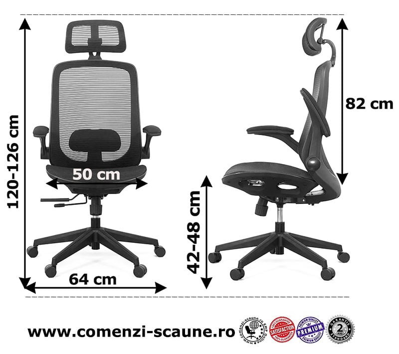 Dimensiune Scaun de birou cu brate rabatabile SYYT 9509 negru