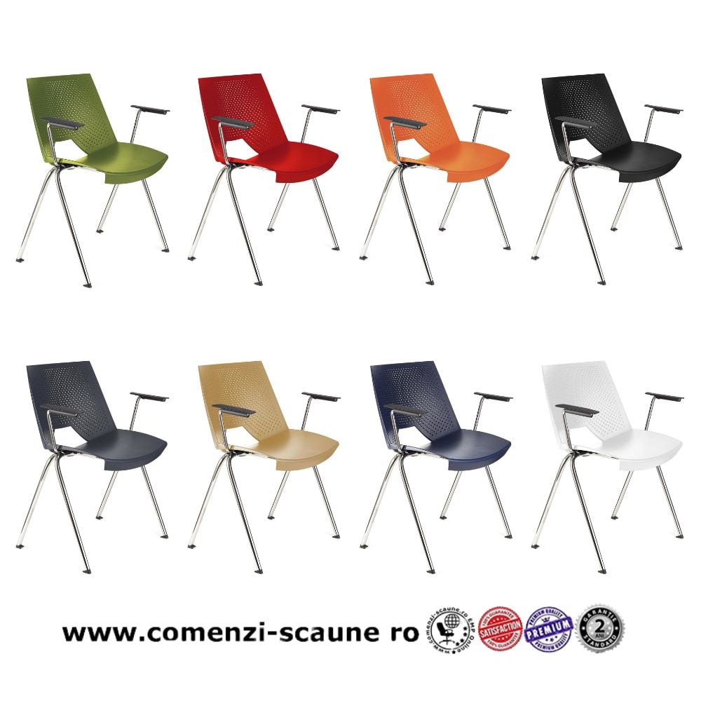 Scaune conferință Strike 2131 BR metal cromat+plastic 8 culori