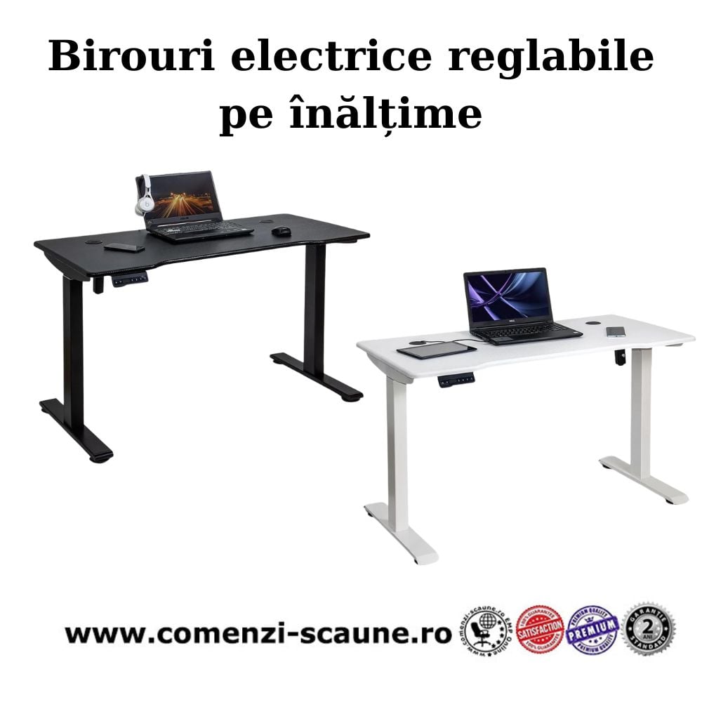 Birouri electrice cu înălțime reglabilă pe negru și alb Office 990